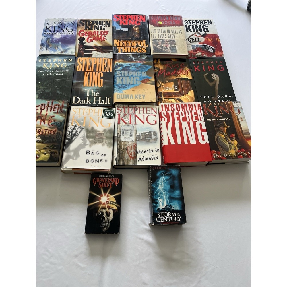 Lot Of 17 Stephen King Books All Hardcovers Vintage And Modern, 2 Cassettes